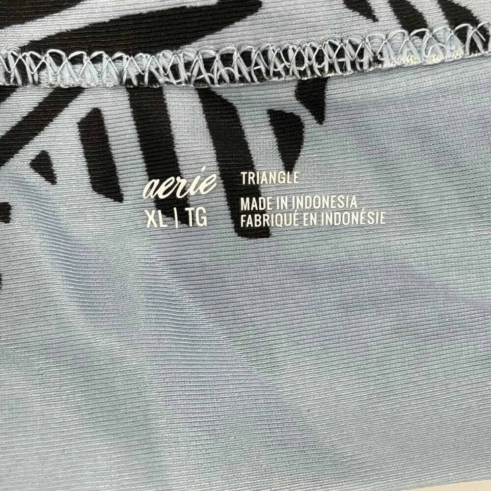 NWOT Aerie Triangle Ruffle Longline Bikini Top Blue Palm Women XL‎